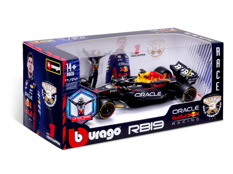 Red Bull Racing model car, bburago, Max Verstappen, #1, 1:24, RB19, with pilot