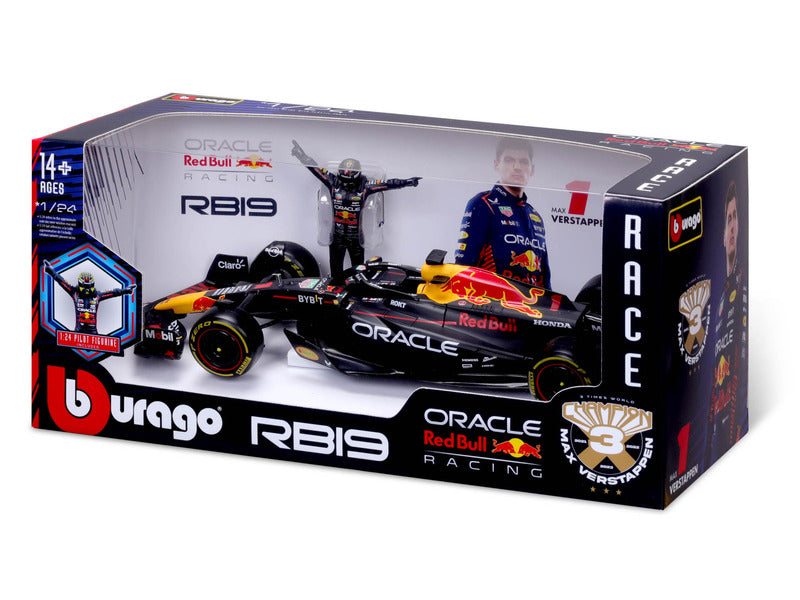 Red Bull Racing model car, bburago, Max Verstappen, #1, 1:24, RB19, with pilot
