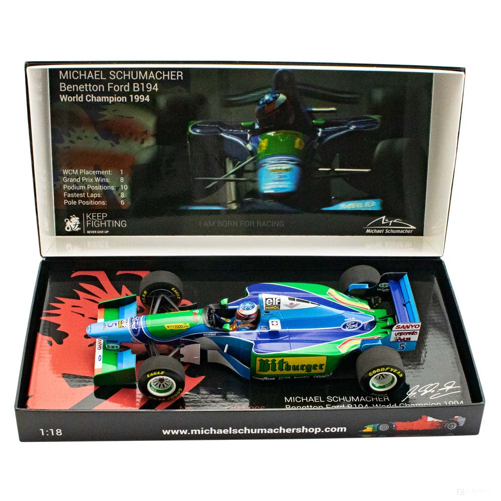 Michael Schumacher Model Car, Benetton Ford B194 World Champion 1994, 1:18 scale, Blue, 1994