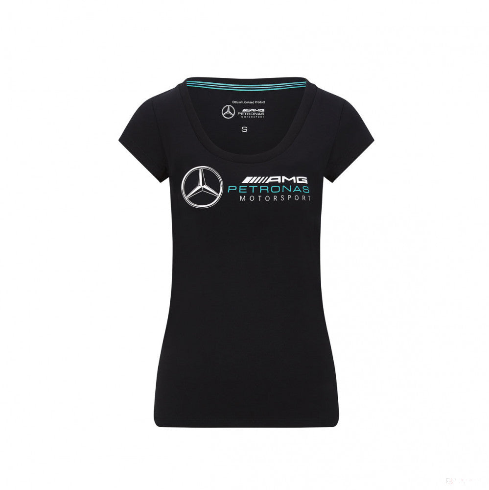 Mercedes Womens T-shirt, Logo, Black, 2020