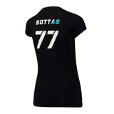 Mercedes Womens T-shirt, Bottas Valtteri 77, Black, 2017