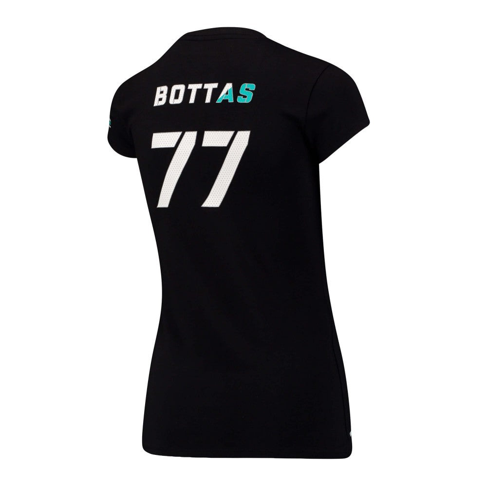 Mercedes Womens T-shirt, Bottas Valtteri 77, Black, 2017 - FansBRANDS®