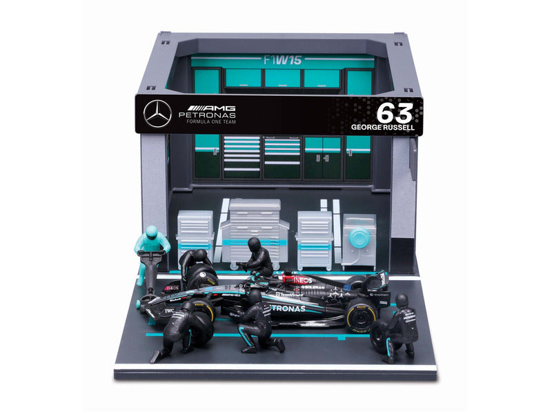 Mercedes model kit, pit pass, bburago, 1:43, George Russell, #63, W15 E