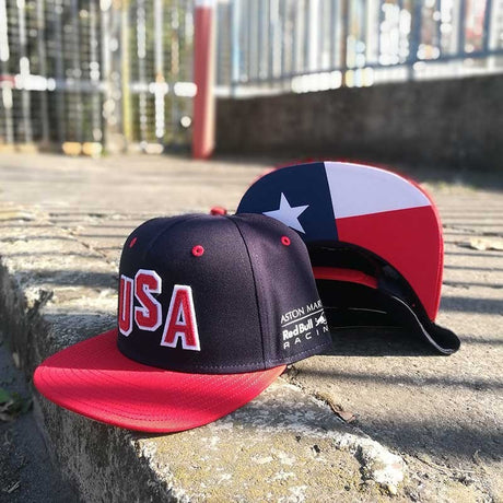 Red Bull Flatbrim Cap, USA GP, Adult, Blue, 2018 - FansBRANDS®