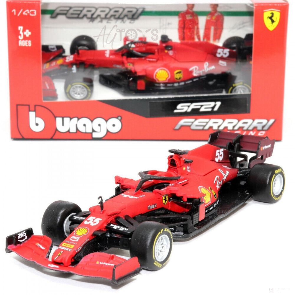 Ferrari Model car, SF21 Sainz, 1:43 scale, Red, 2021