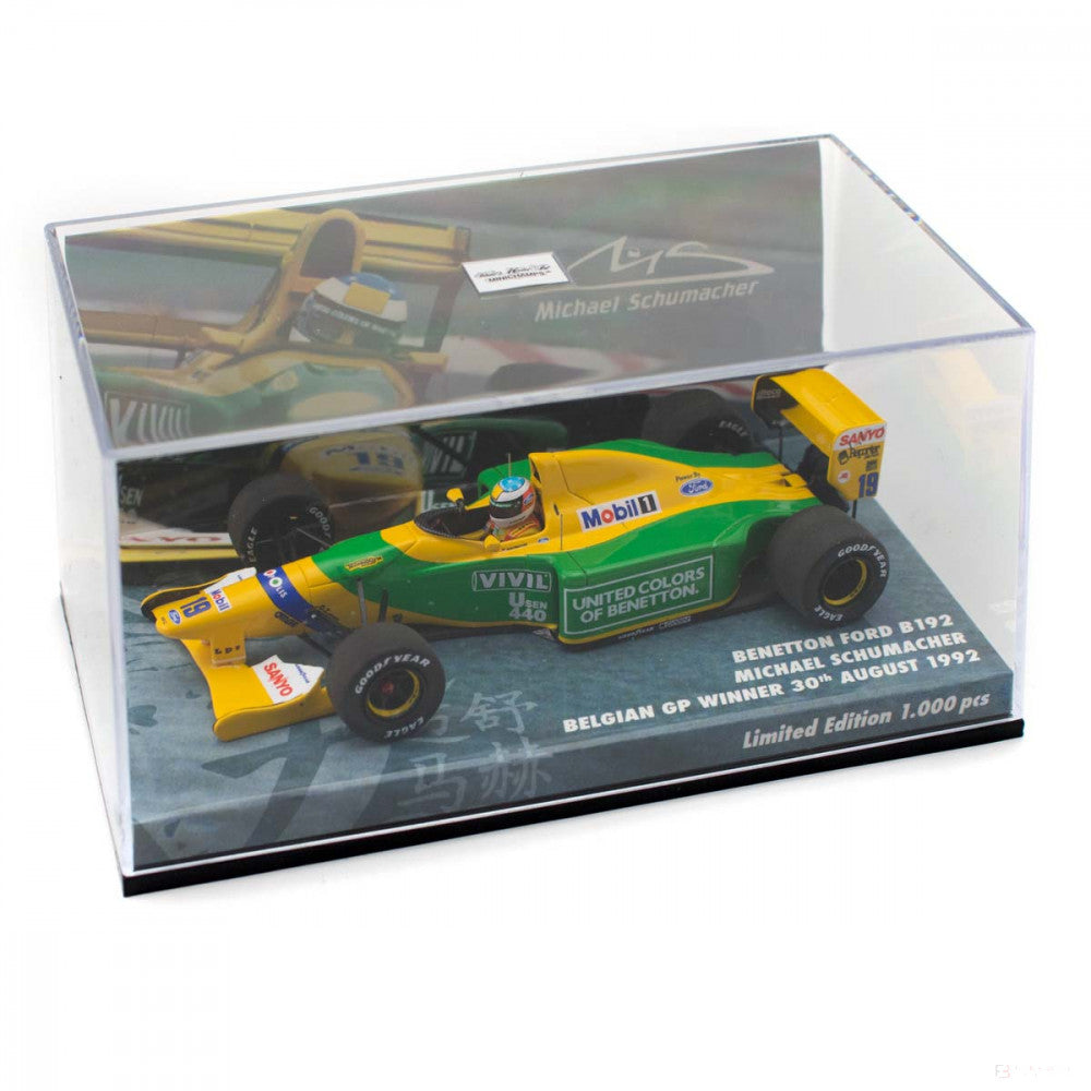 Michael Schumacher Model car, Benetton Ford B192 Belgium GP, 1:43 scale, Yellow, 2020