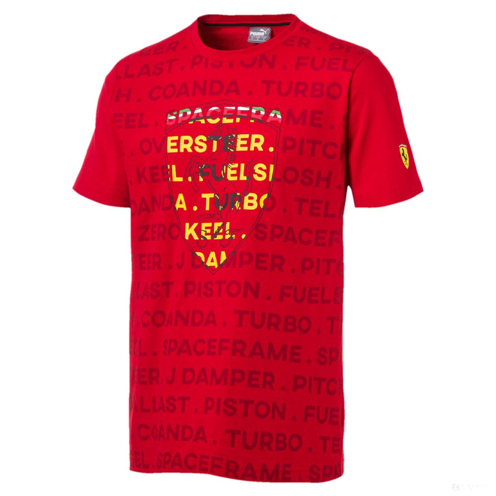 Ferrari T-shirt, Puma Big Shield Round Neck, Red, 2019