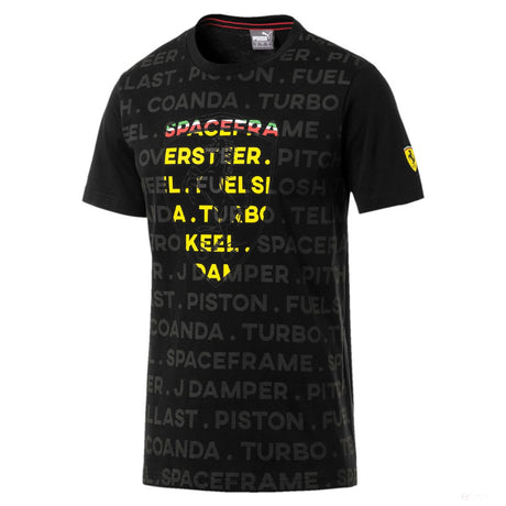 Ferrari T-shirt, Puma Big Shield Round Neck, Black, 2019 - FansBRANDS®