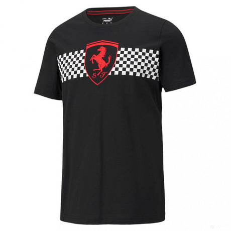 Ferrari T-shirt, Puma Checkered Flag, Black, 2021 - FansBRANDS®