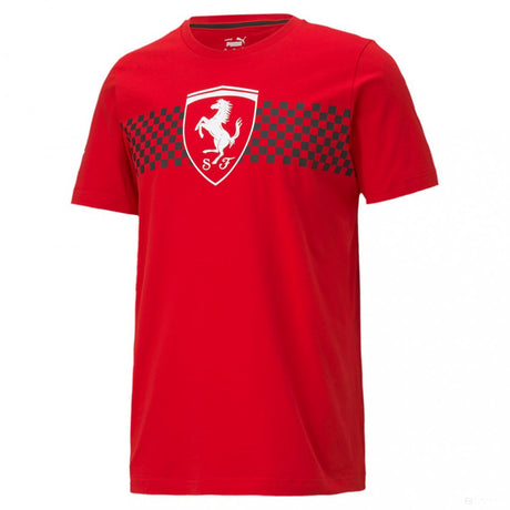 Ferrari T-shirt, Puma Checkered Flag, Red, 2021 - FansBRANDS®