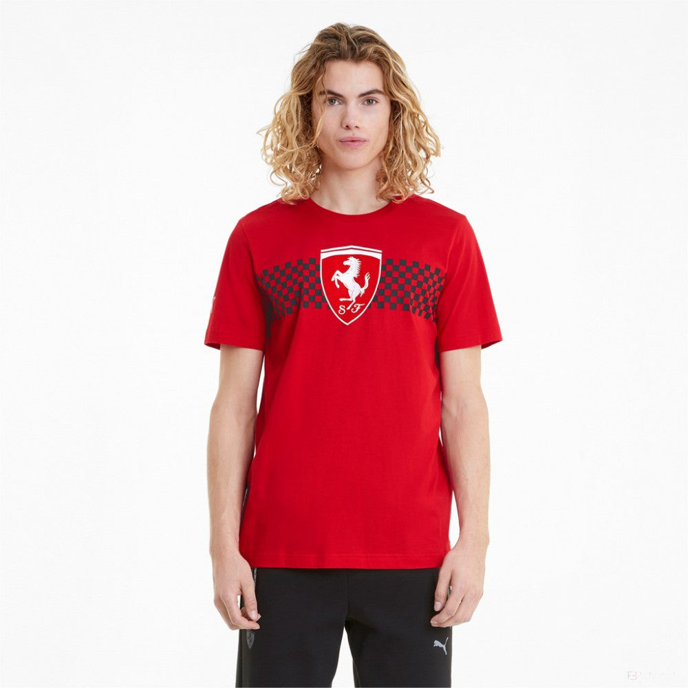 Ferrari T-shirt, Puma Checkered Flag, Red, 2021 - FansBRANDS®