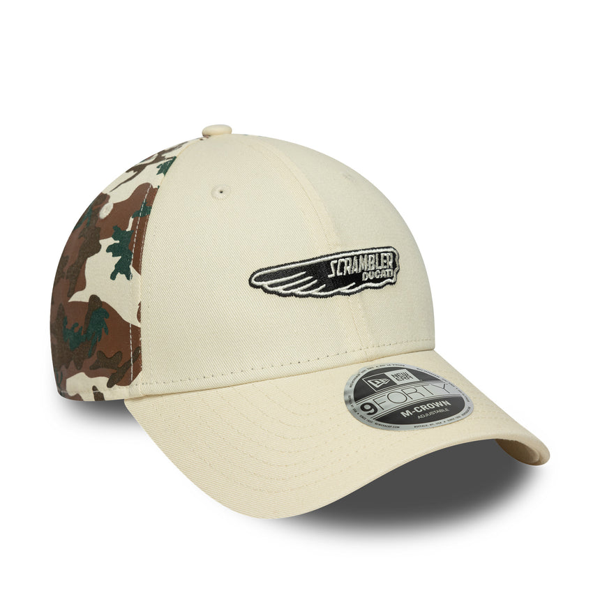 Ducati cap, scrambler camo, New Era, 9FORTY, beige