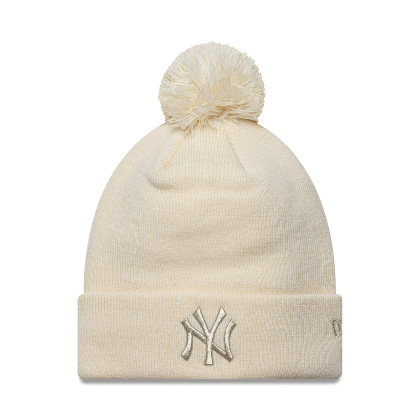 New York Yankees beanie, metalic bobble, women, New Era, beige