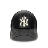 New York Yankees cap, leather, New Era, 9FORTY, mc, black