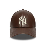 New York Yankees cap, leather, New Era, 9FORTY, plain, brown