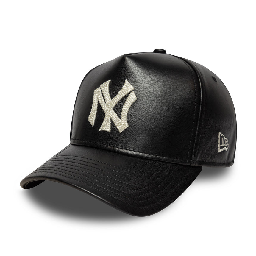 New York Yankees cap, leather, New Era, 9FORTY, black
