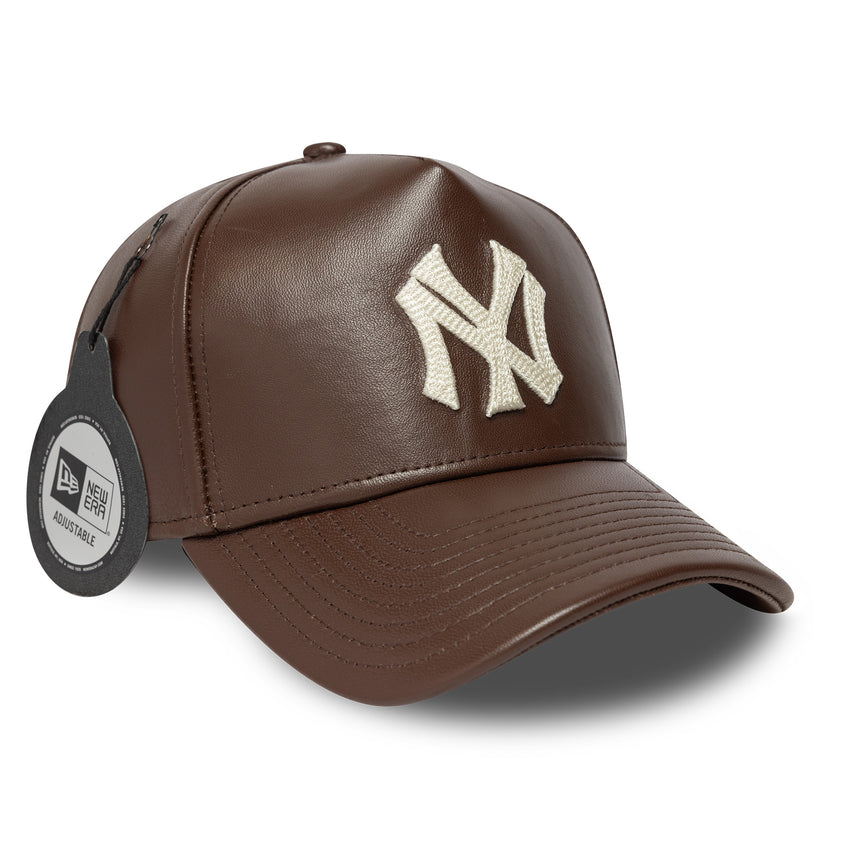 New York Yankees cap, leather, New Era, A-frame, brown
