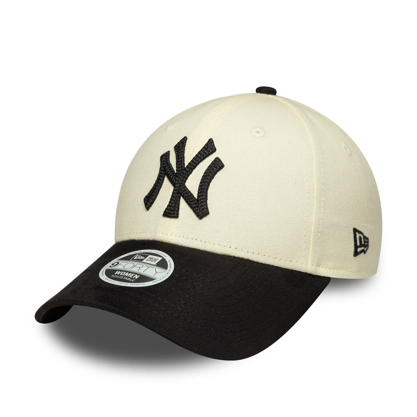New York Yankees cap, faux suede, New Era, 9FORTY, beige-black