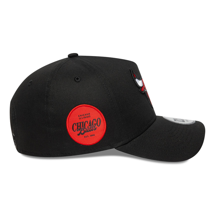 Chicago Bulls cap, side patch A-Frame, Chochago Bulls, A-frame, black