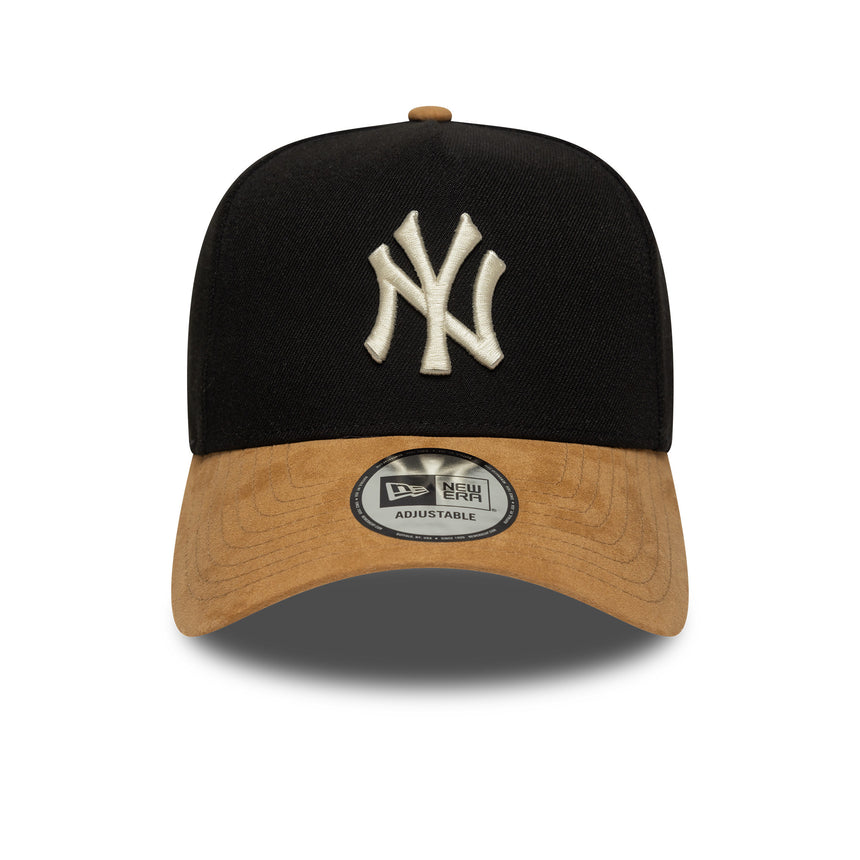 New York Yankees cap, suede visor, A-frame, 9FORTY, black