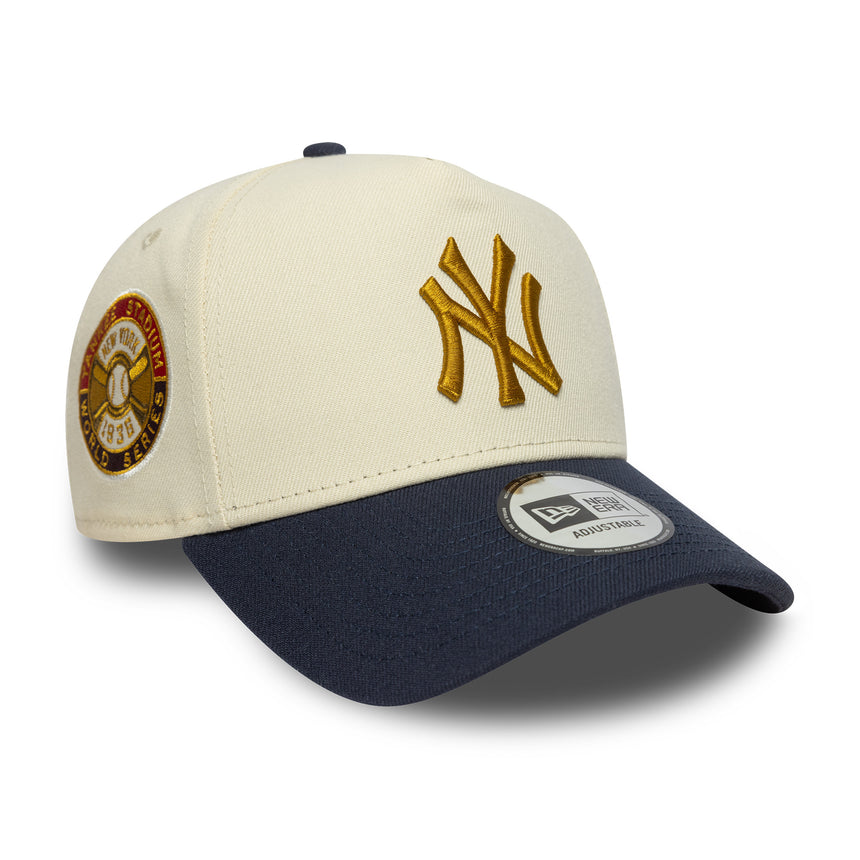 New York Yankees cap, patch, New Era, 9FORTY, A-frame, beige