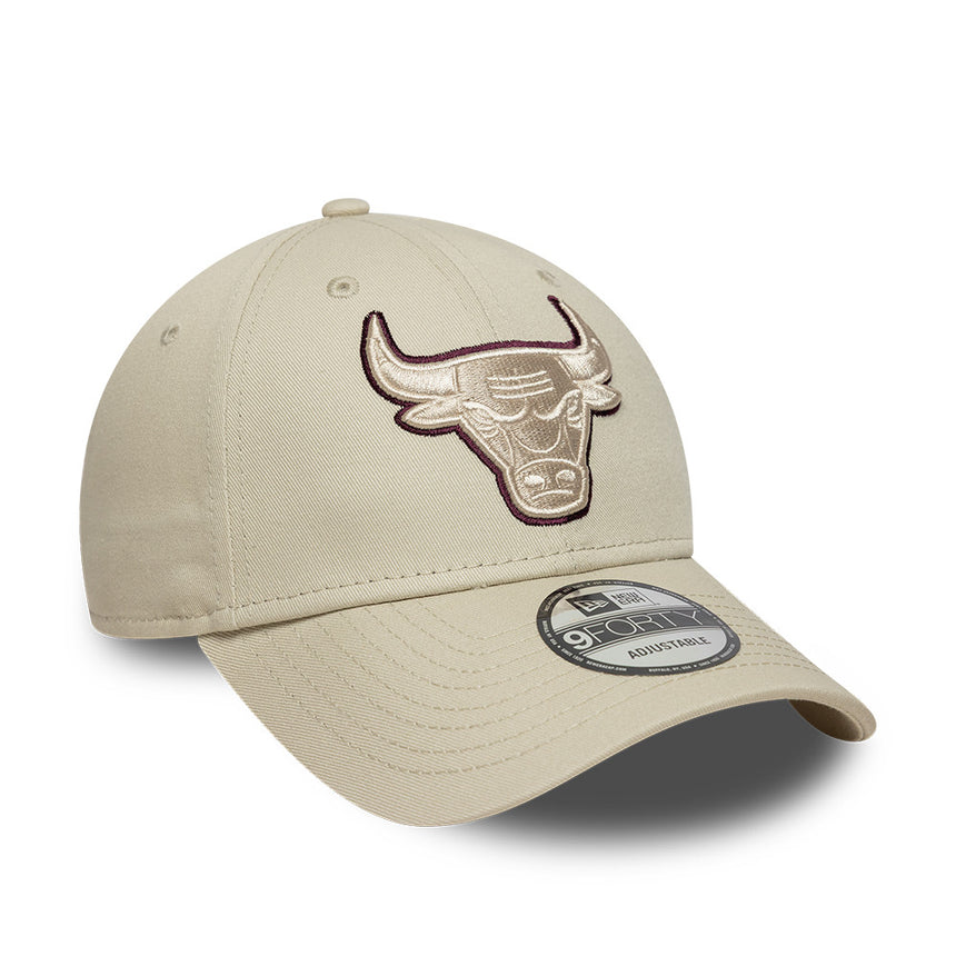 Chicago Bulls cap, TEAM OUTLINE pin, 9FORTY, grey