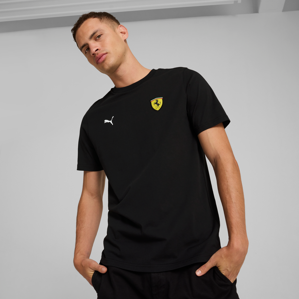 Ferrari t-shirt, Puma, race colored shield, black