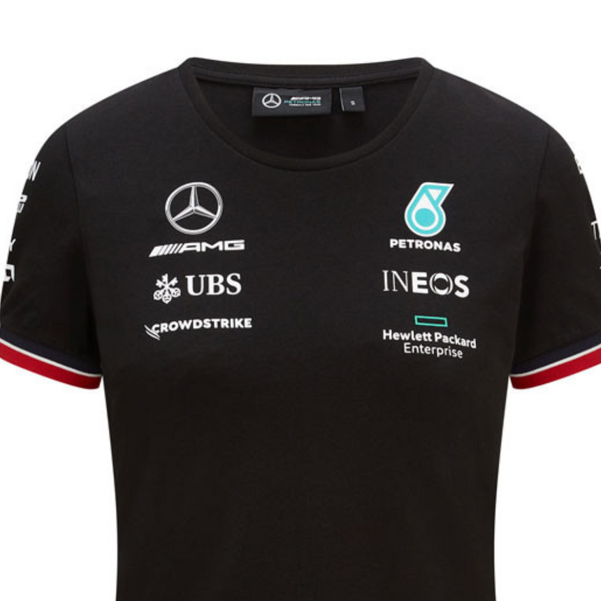 Camiseta Mercedes para mujer, equipo, negra, 2021