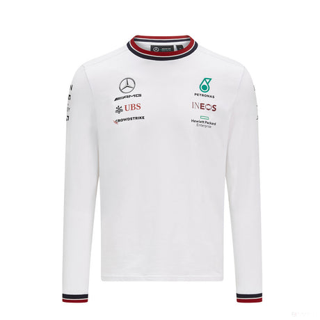 Mercedes Long Sleeve T-shirt, Long Sleeve Team, White, 2021 - FansBRANDS®