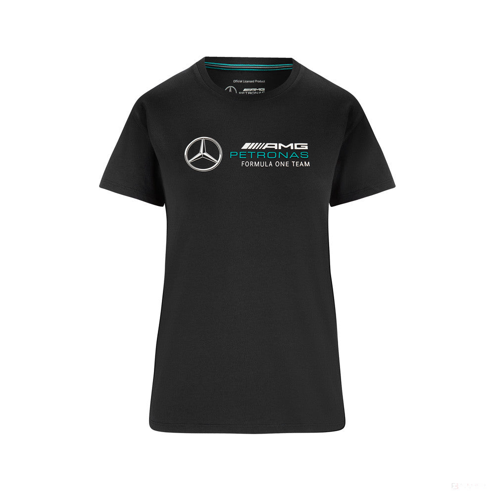 Mercedes Womens T-Shirt, Large Logo, Black, 2022 - FansBRANDS®