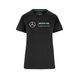 Mercedes Womens T-Shirt, Large Logo, Black, 2022 - FansBRANDS®