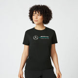 Mercedes Womens T-Shirt, Large Logo, Black, 2022 - FansBRANDS®