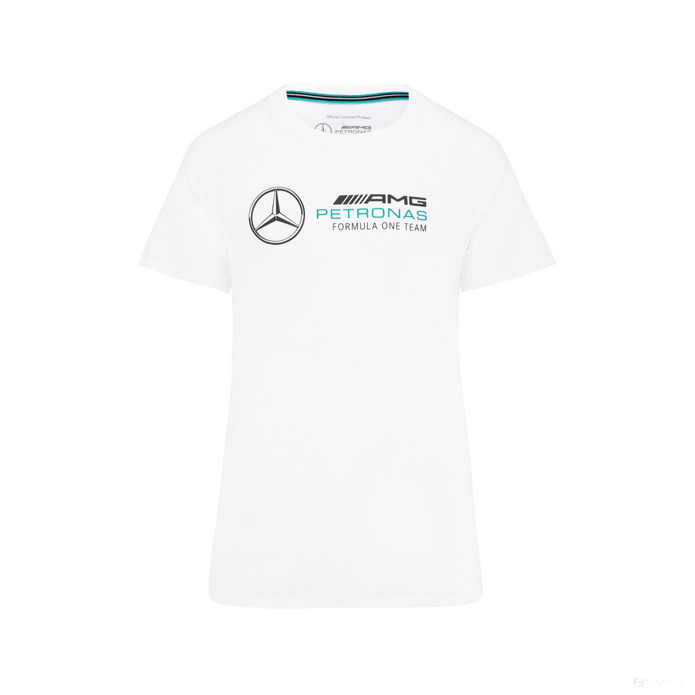 Mercedes Womens T-Shirt, Large Logo, White, 2022