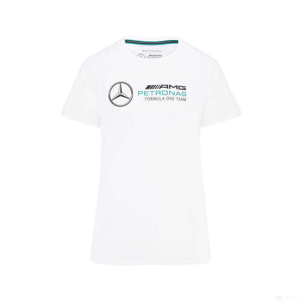 Mercedes Womens T-Shirt, Large Logo, White, 2022 - FansBRANDS®