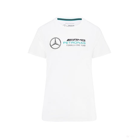 Mercedes Womens T-Shirt, Large Logo, White, 2022 - FansBRANDS®