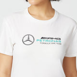 Mercedes Womens T-Shirt, Large Logo, White, 2022 - FansBRANDS®