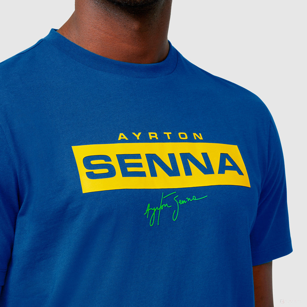 Ayrton Senna T-shirt, Logo, Blue, 2021 - FansBRANDS®