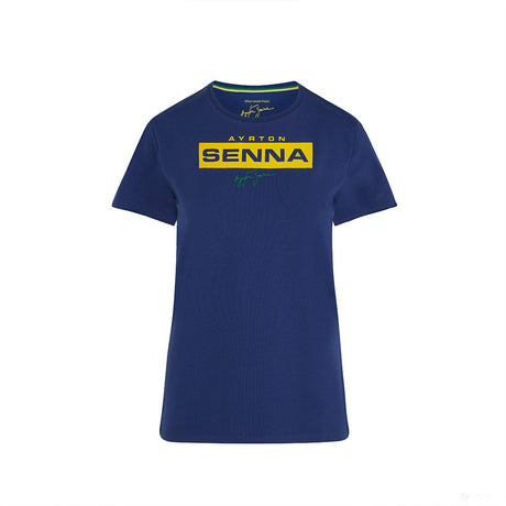 Ayrton Senna Womens T-shirt, Logo, Blue, 2021 - FansBRANDS®