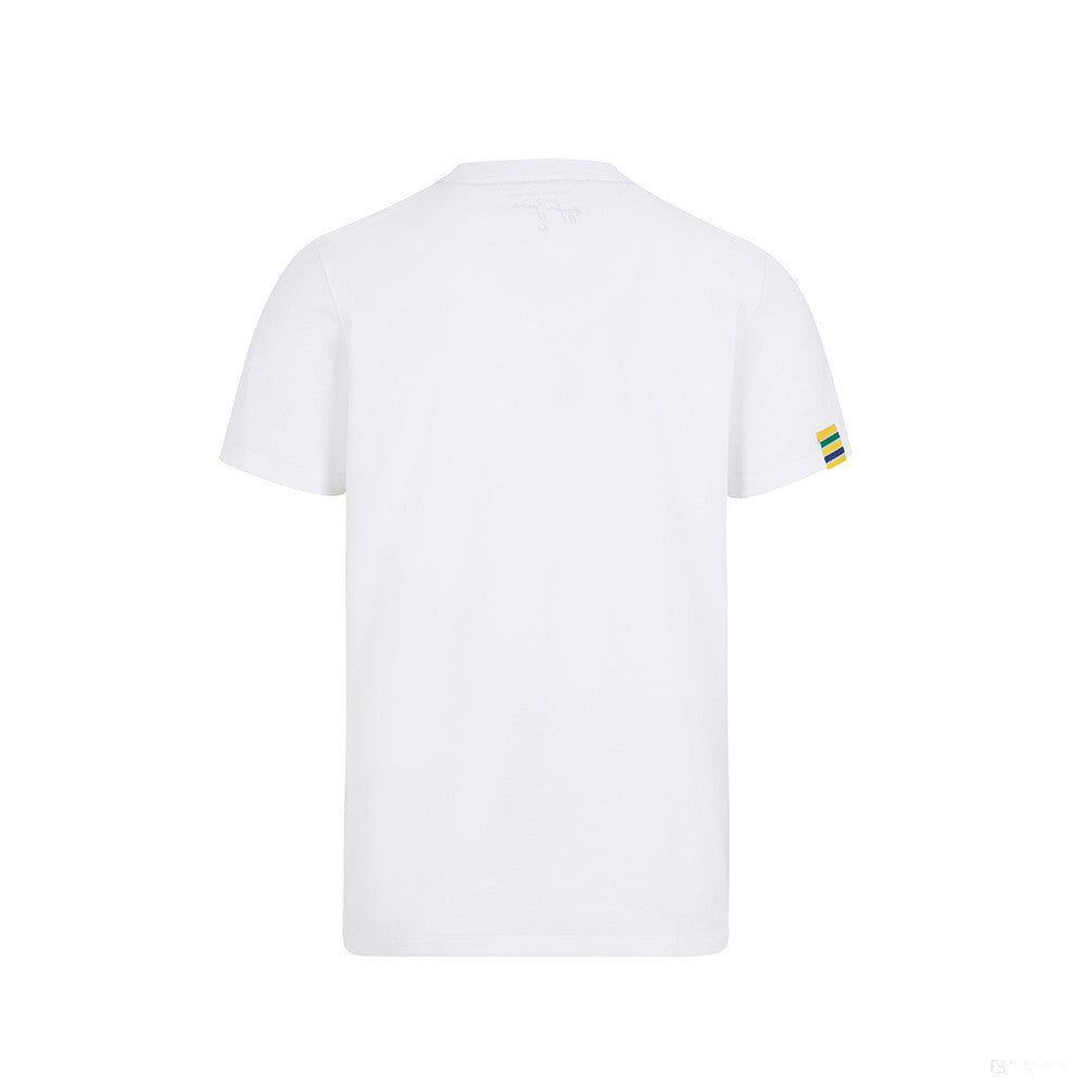 Ayrton Senna T-shirt, Stripe Graphic, White, 2021