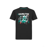 Mercedes Lewis Hamilton Kids T-Shirt, LEWIS #44, Black, 2022