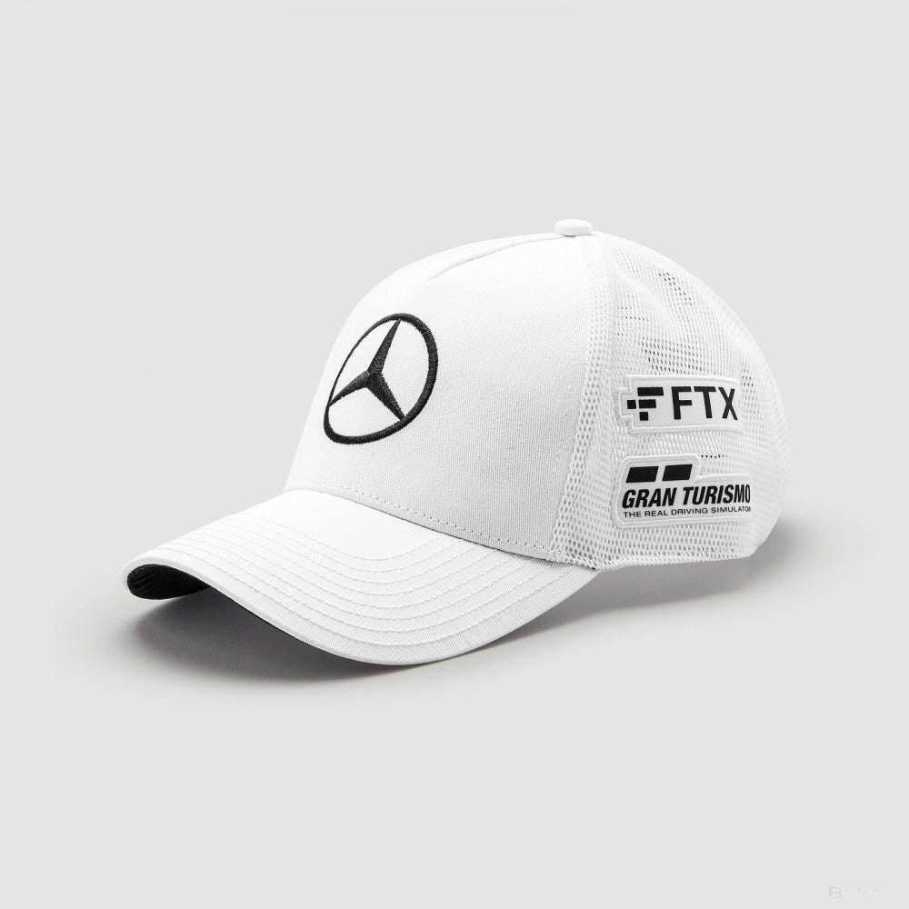 Mercedes Baseball Cap, Lewis Hamilton Trucker, Adult, White, 2022