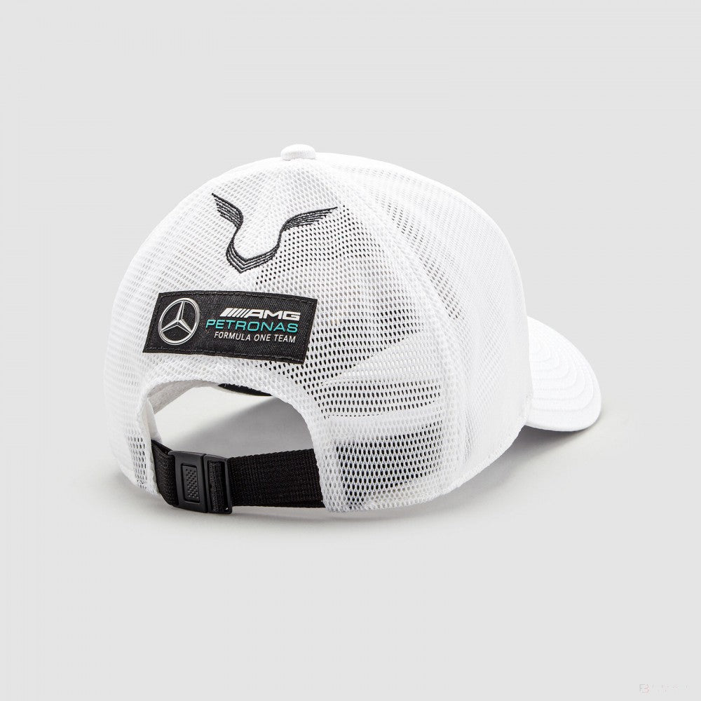 Mercedes Baseball Cap, Lewis Hamilton Trucker, Adult, White, 2022