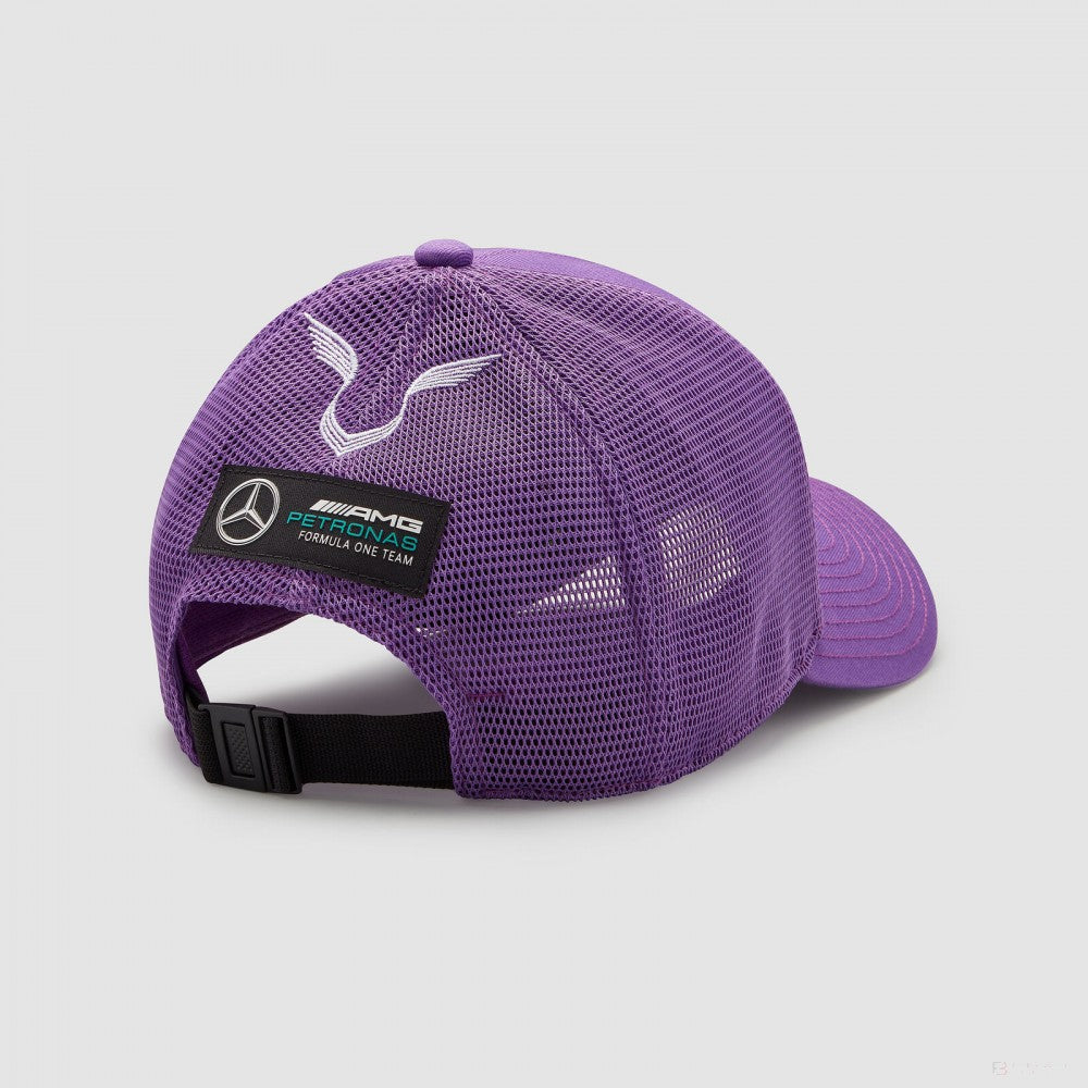 Mercedes Baseball Cap, Lewis Hamilton Trucker, Adult, Purple, 2022