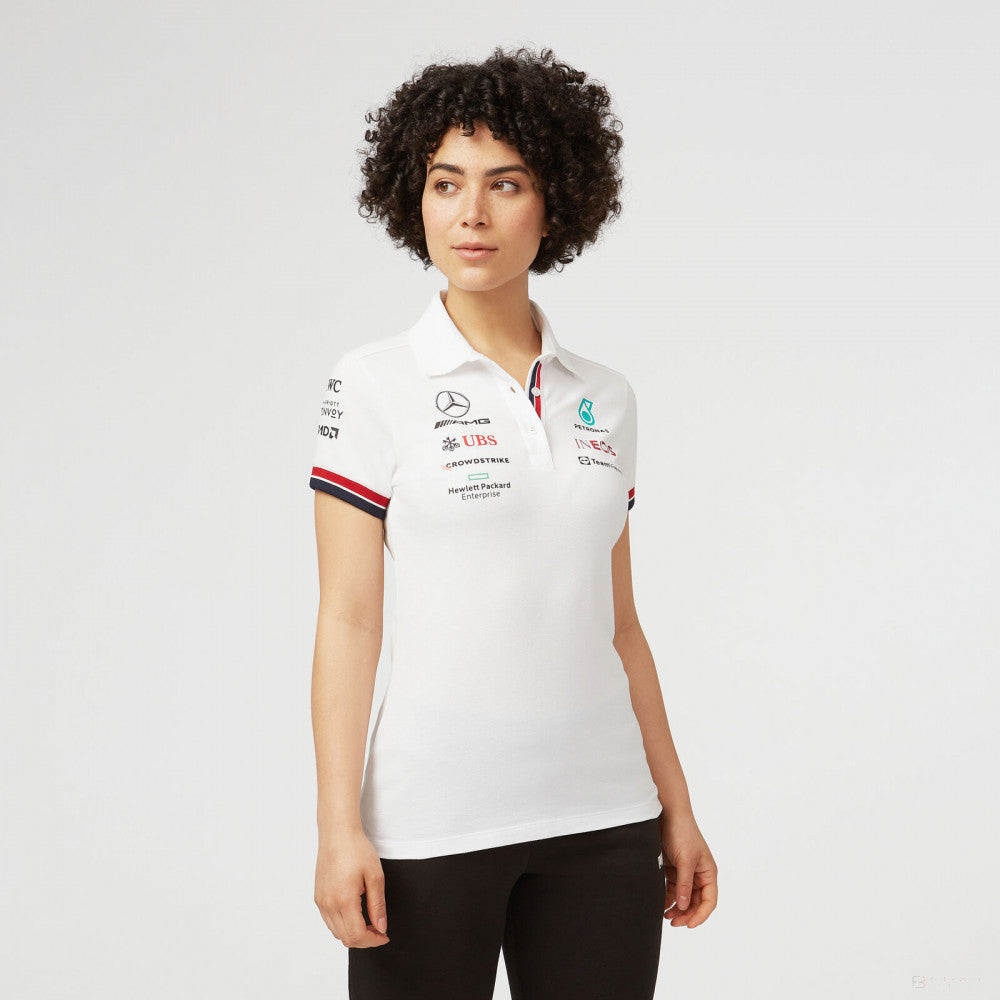 Mercedes Womens Polo, Team, White, 2022 - FansBRANDS®