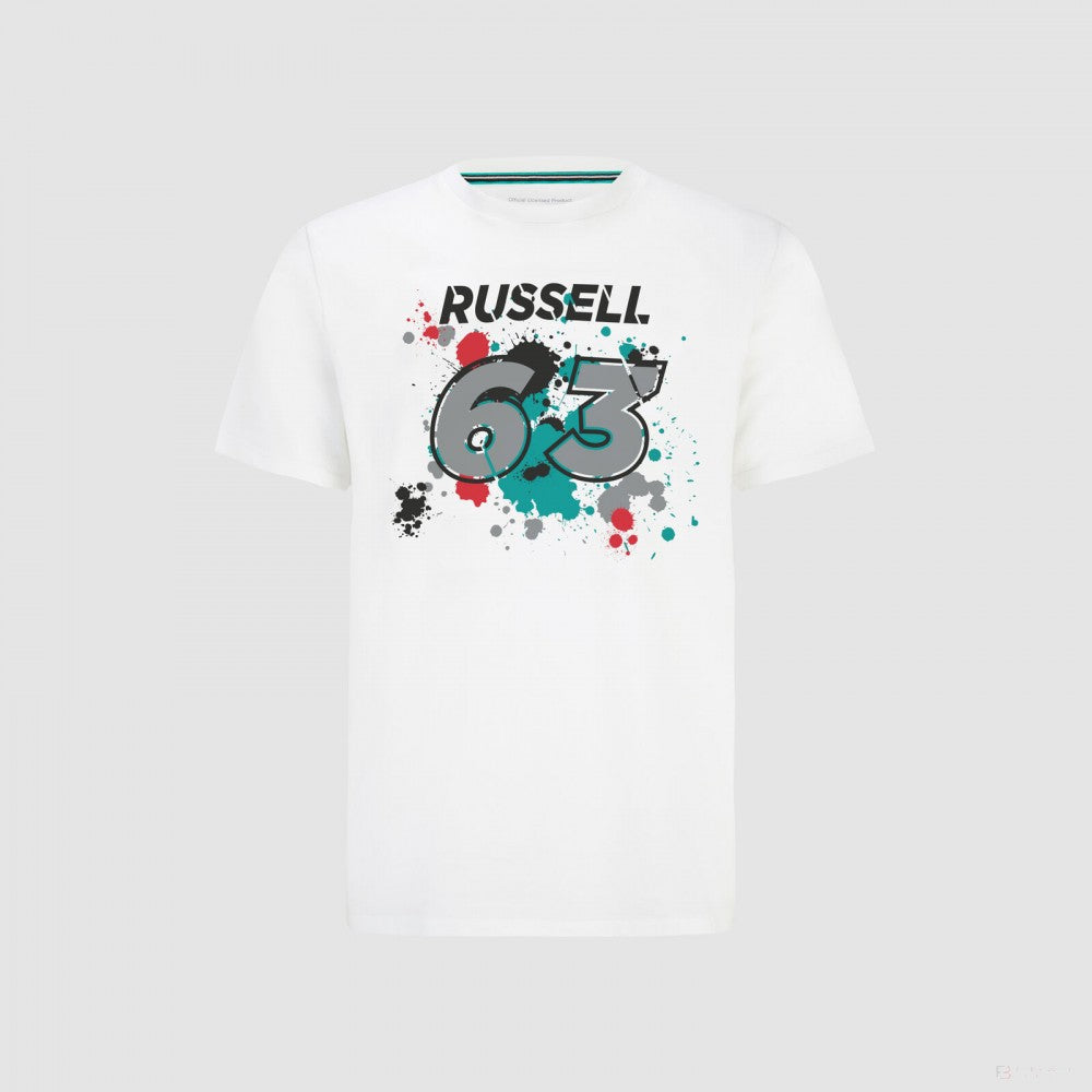 Mercedes George Russell T-Shirt, GEORGE #63, White, 2022 - FansBRANDS®