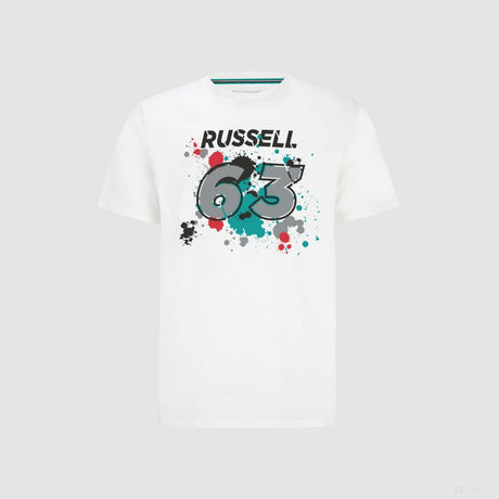 Mercedes George Russell T-Shirt, GEORGE #63, White, 2022 - FansBRANDS®