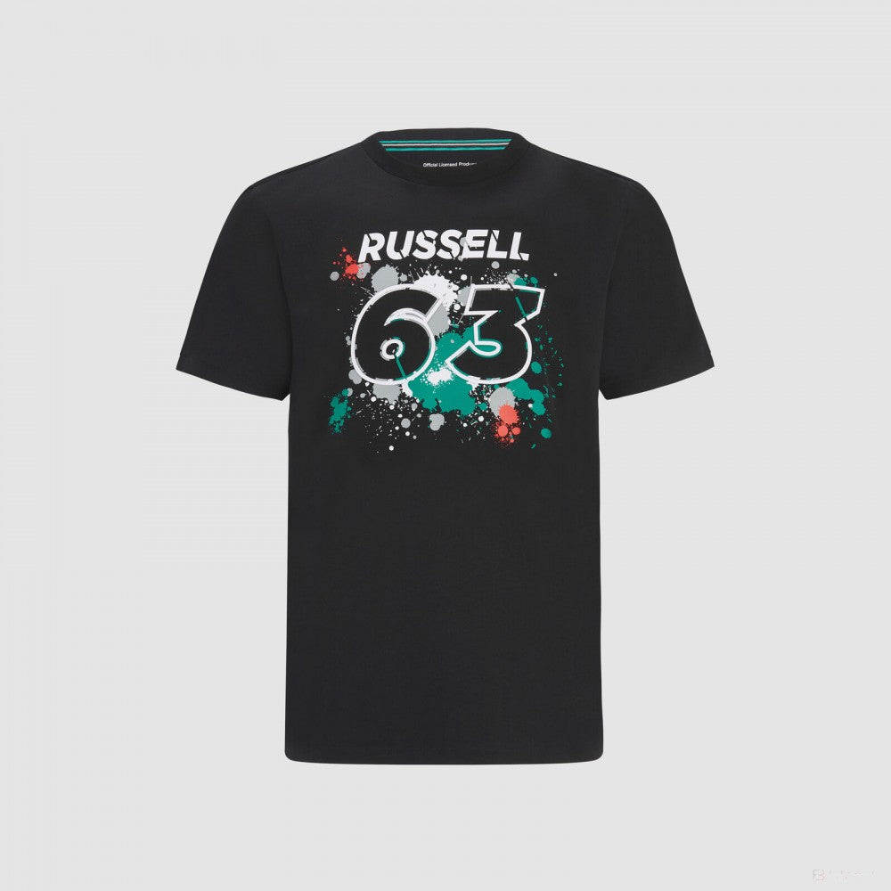 Mercedes George Russell T-Shirt, GEORGE #63, Black, 2022 - FansBRANDS®