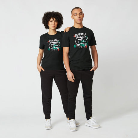 Mercedes George Russell T-Shirt, GEORGE #63, Black, 2022 - FansBRANDS®