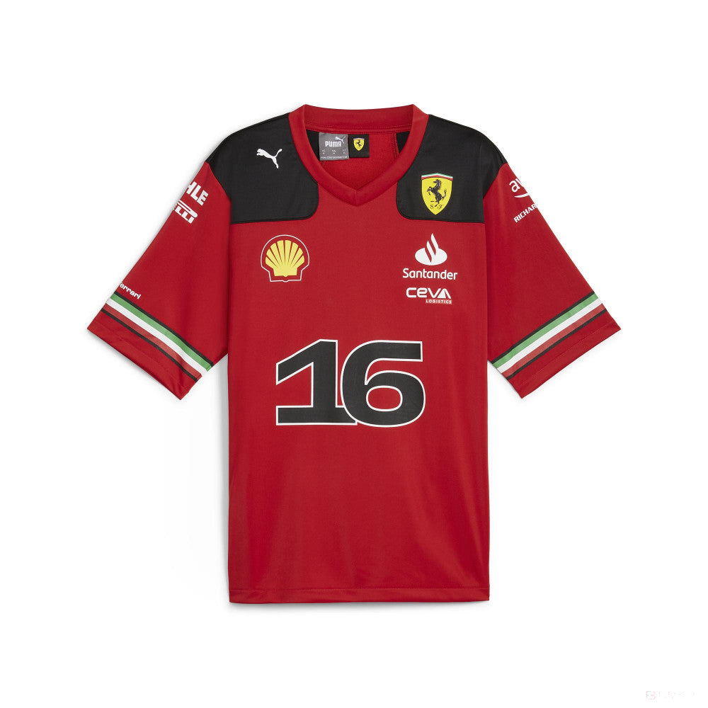 Ferrari Team Mens Football Shirt, Charles Leclerc, Red, 2023