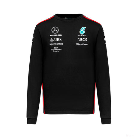 Mercedes Team Mens Long Slevee Driver Tee, Black, 2023 - FansBRANDS®